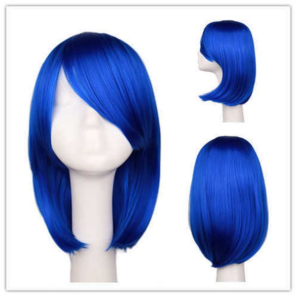 

animation cos wig blue msn korean version face trimming short hair, Black