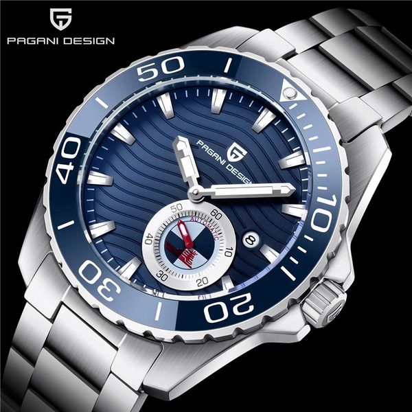 

wristwatches men's automatic mechanical watch military waterproof date chronograph luxury stainless business watches mens clock montre, Slivery;brown