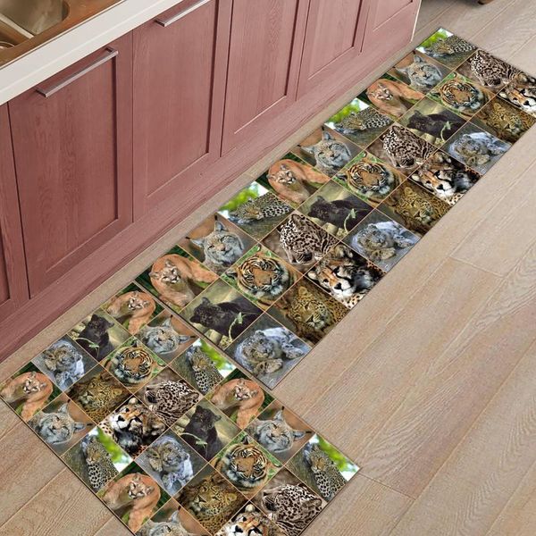 

animal tiger leopard lion kitchen rug home entrance doormat bedroom floor decor carpet bathroom anti-slip carpets
