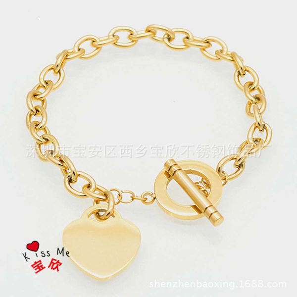

,bracelet t peach heart bracelet stainless steel tiktok bracelet female voice with the same sound, Golden;silver