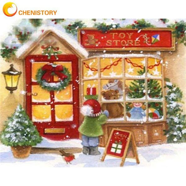 

paintings chenistory frame picture diy painting by numbers kits snow landscape acrylic wall art home decors coloring 60x75cm