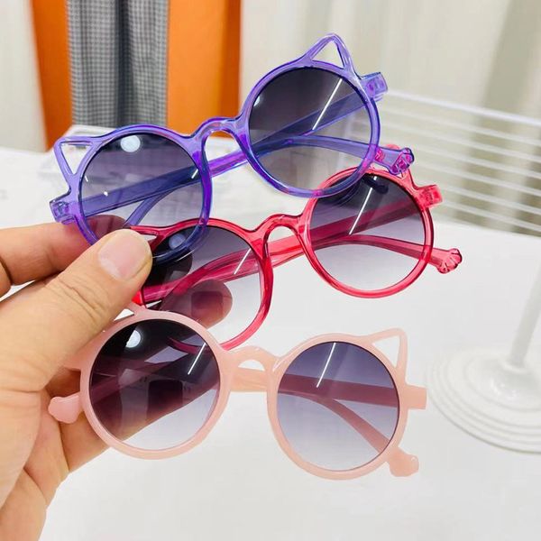 

kid sunglasses cat ear eye shape children beach sun uv 400 boy girl accessory cartoon animal sunscreen eyewear baby for outdoor party, Blue