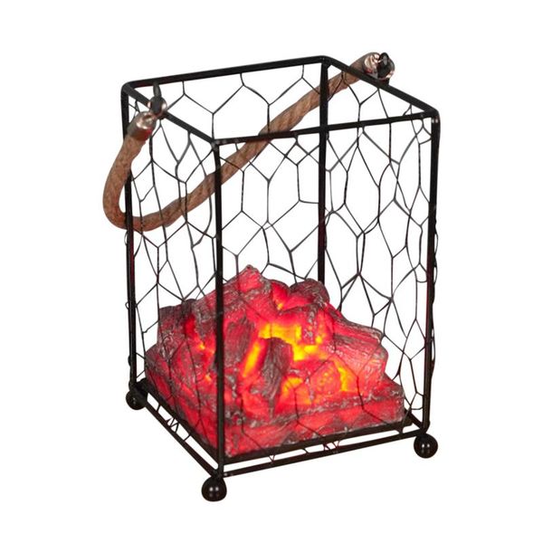 

portable lanterns home decor living room indoor outdoor simulated fireplace charcoal flame hanging patio garden iron party led lantern