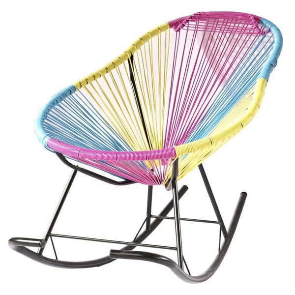 

colorful rattan chair reclining rocking creative balcony lounge outdoor garden chairs with cushion bearing 130kg camp furniture