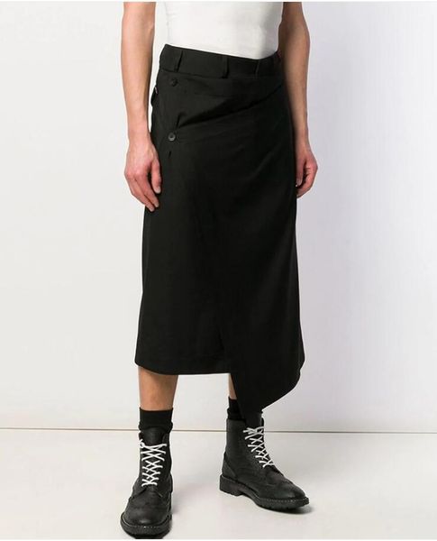 

men's pants 2021 trendy fashion and personality irregular wide-leg, Black