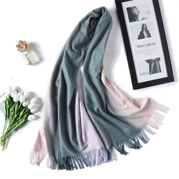 

scarves brand design 2021 women scarf autumn winter warm cashmere lady tassel shawls wraps pashmina shade long bandana, Blue;gray