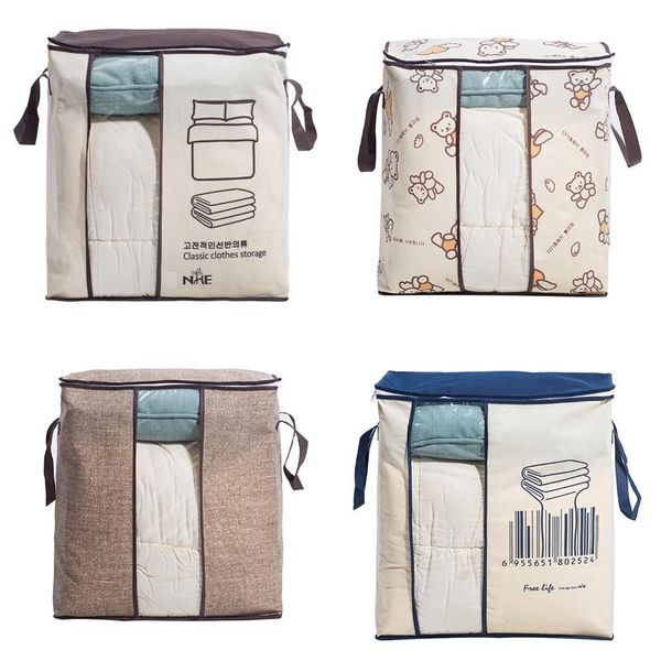 

laundry bags household storage clothes quilt box holder see-through window washable portable multi-functional under bed closet container