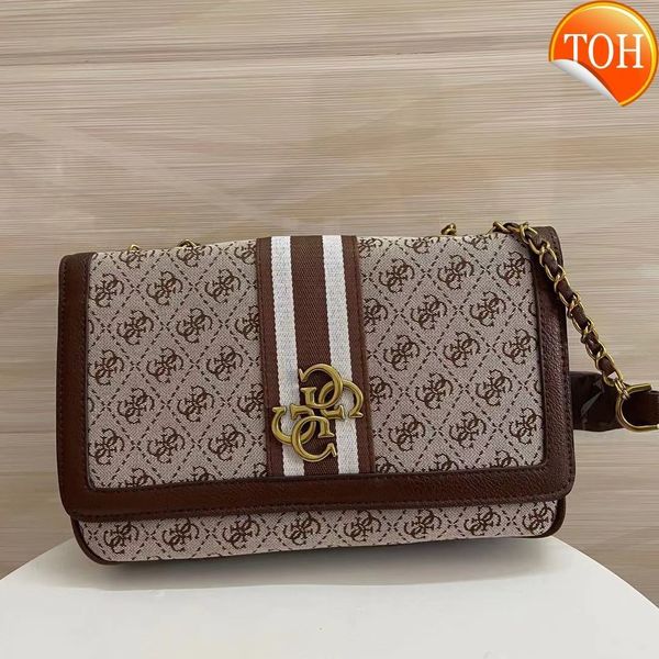 

gs style printed single shoulder messenger bag women's canvas texture chain large capacity handbag