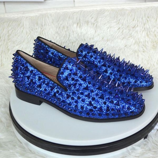 

spring autumn shiny dress shoes for men spiked rivets studded slip on loafers gold black bling sequins causal male