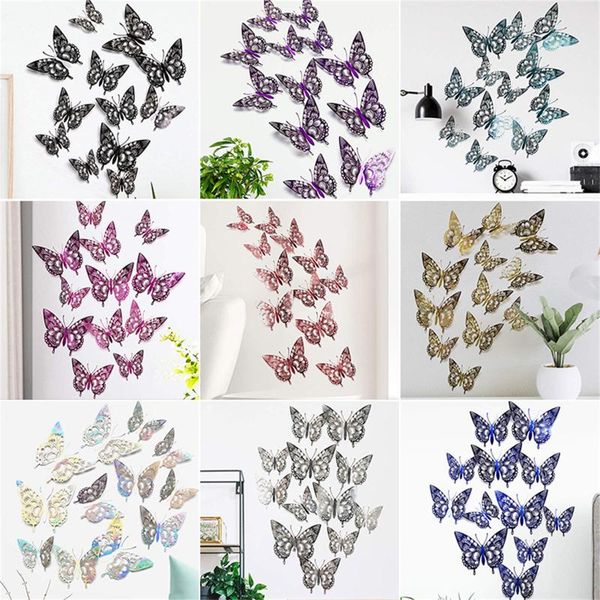 

window stickers 12pc 3d crystal butterfly wall creative butterflies with diamond home decor kids room decoration art decals #w3