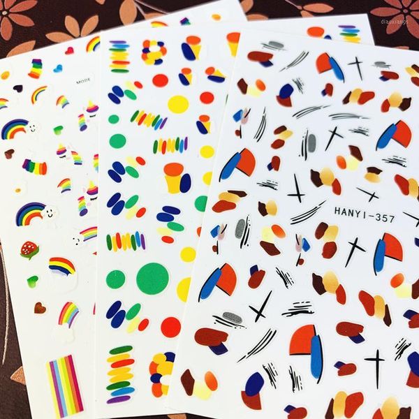 

est hanyi-357-358-359 rainbow color 3d nail art sticker decal stamping export japan designs rhinestones decorations1, Black
