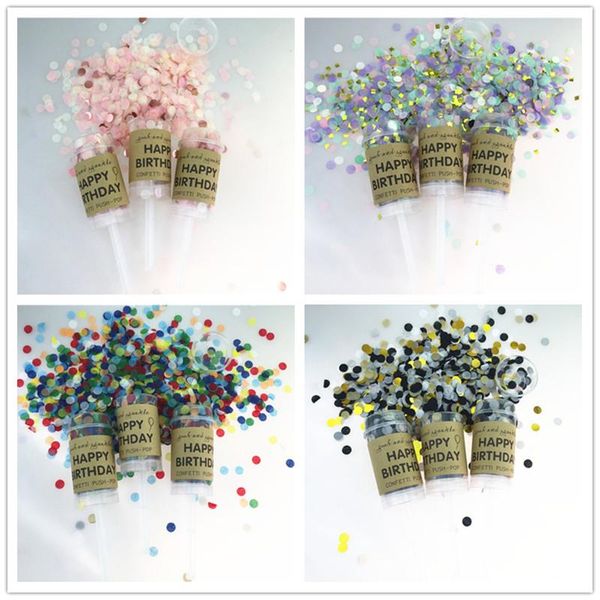 

party decoration 10pcs/pack reusable happy birthday push up confetti container poppers suprise supplies