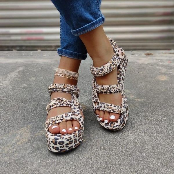 

sandals summer flat platform snake-print leopard print thick soles printed gladiator comfortable women shoes sandalias mujer, Black