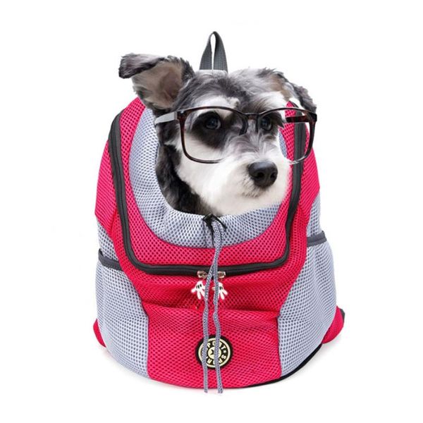 

backpack pet dog carrier bag front outdoor double shoulder portable travel mesh