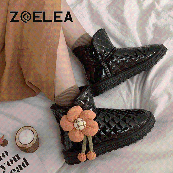 

boots black fur solid snow boot for women ankle shallow cotton shoes plush winter keep warm 2021 eva