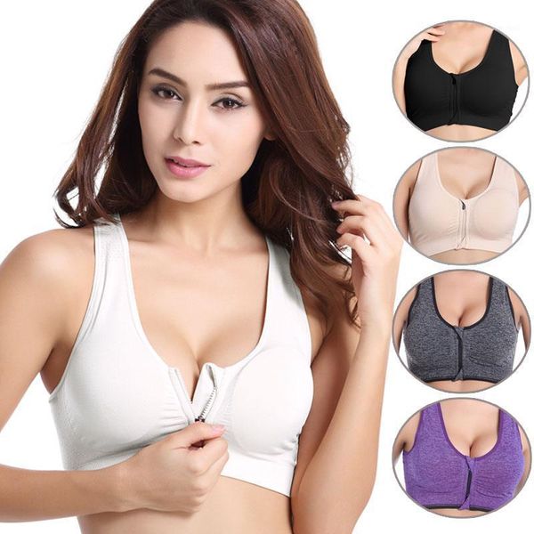 

women zipper push up sports bras,plus size xl padded wirebreathable ,fitness gym yoga bra outfit