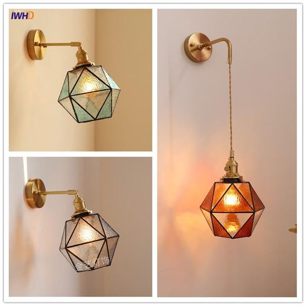 

wall lamps iwhd japan style copper led lights fixtures switch beside bathroom mirror stair light glass modern lamp sconce