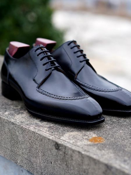 

dress shoes cie men's office formal italian leather beveled fiddle-waist business footwear de51-1, Black