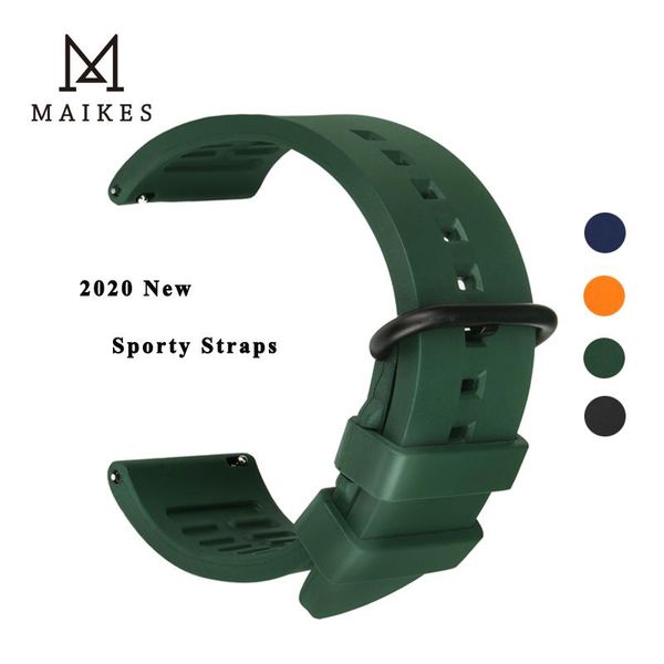 

watch bands maikes fluoro rubber waterproof band 20mm 22mm 24mm replacement strap with stainless steel buckle tools for men's, Black;brown