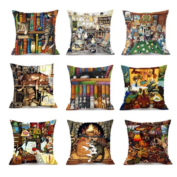 

pillow case cute cat printing decorative pillowcase creative polyester throw cover kussensloop almohada