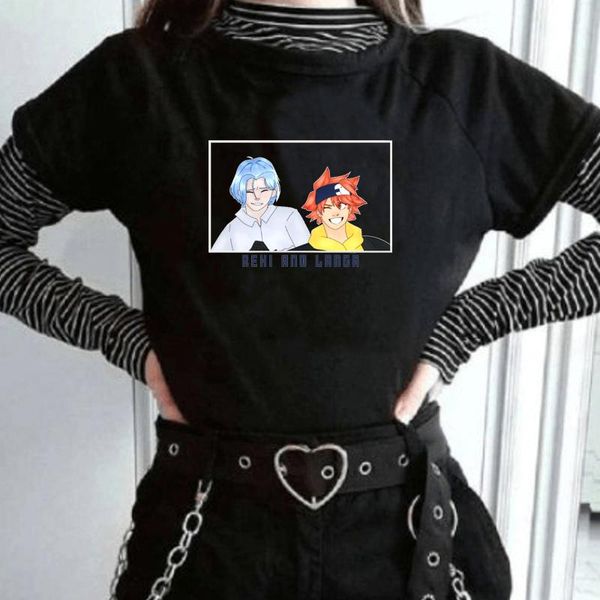 

women's t-shirt aesthetic sk8 the infinity t shirt women men reki and langa graphic print summer cotton cartoon janpan anime tee, White