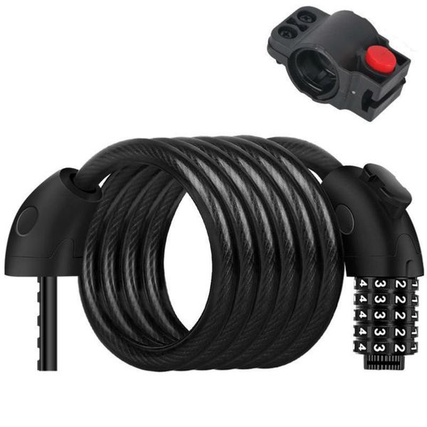 

bike locks 0.65m-1.8m bicycle lock security code mountain cycling 4-5 digit password combination steel cable anti theft