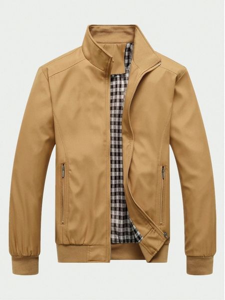 

men zip pocket jacket 28oc#, Black;brown