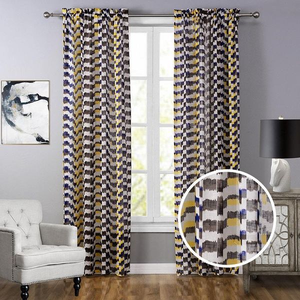 

curtain tulle linen geometric printed thin window screen for living room bedroom kitchen balcony voile & drapes