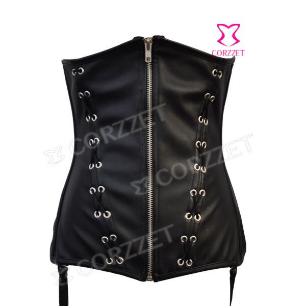 

costumes fashion leather corset body shaping garment zipper waist cover, Black