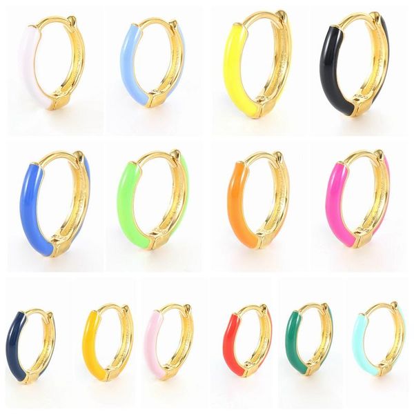 

hoop & huggie romad rainbow earrings for women purple/green 925 sterling silver earings piercing jewelry 2021 trend pendientes x5, Golden;silver