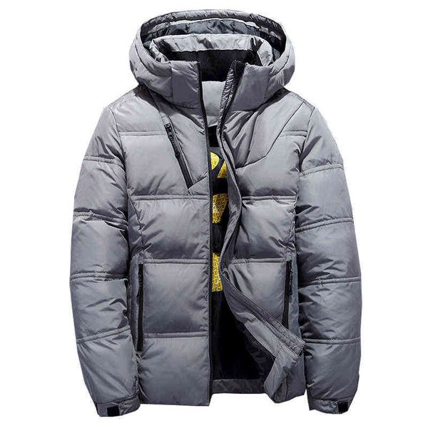 Мужские зимние ветрозащитные теплые пуховики с капюшоном высокого качества, элегантная повседневная верхняя одежда с белой уткой, пальто, мужская стеганая куртка M-4XL G1115