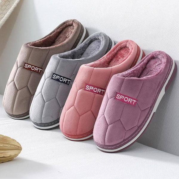 

men non-slip winter women slippers home shoes male comfort floor cotton plush ladies indoor pantuflas mujer, Black