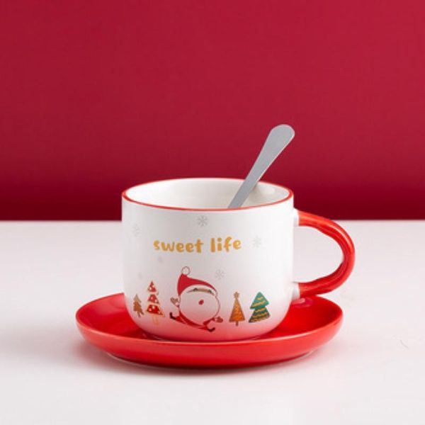 

mugs christmas ceramic mug with spoon high-capacity creative cute girl cartoon tea cup drinkware gift