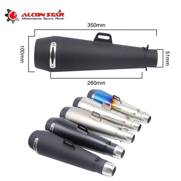 

motorcycle exhaust system alconstar universal 51mm inlet m4 modified muffler pipe escape for scooter atv motorbike gp nets