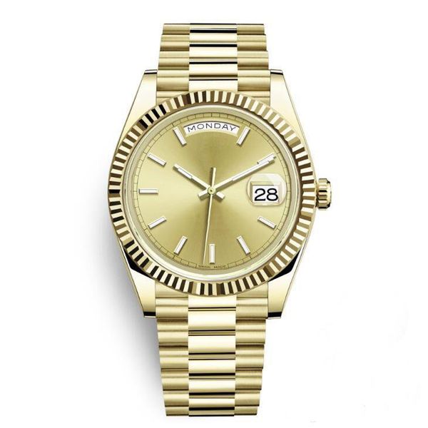 

high cost effective sapphire men's sports watch daydate classic style business 40mm gold dial chronograph clasp date crown recommended, Slivery;brown