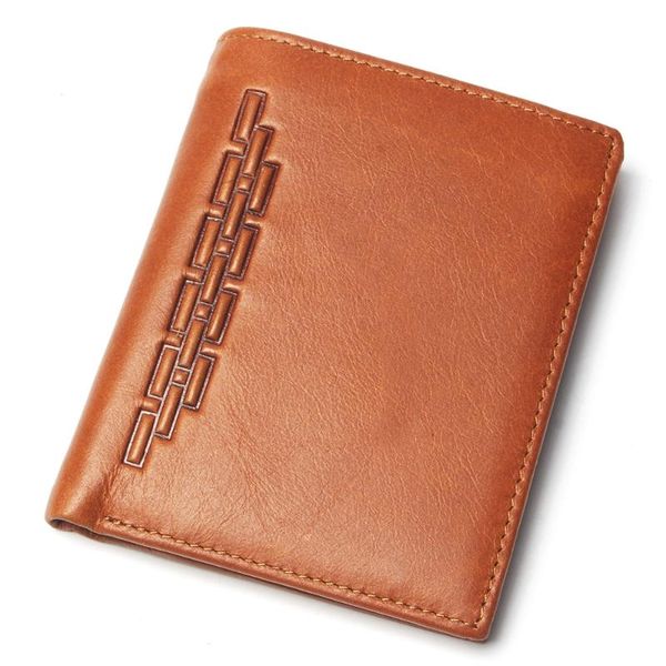 

wallets men fashion vintage geometric patterns real leather wallet thin slim card holder men's bifold purse, Red;black
