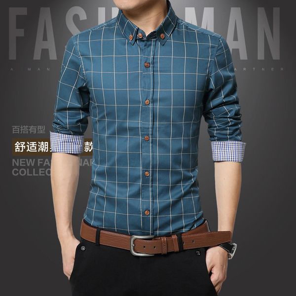 

new 2021 spring and autumn men's long sleeve shirt business casual slim versatile inch fashion trend, White;black