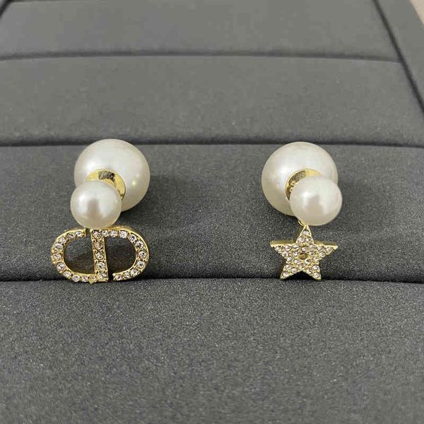 

design jewelry new letter star high version simple fashion pearl earrings, Silver