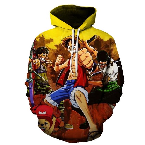 

pirate wang series 3d sweater cool lufei printed hoodie men's wear, Black