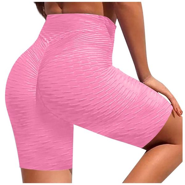 

yoga outfit 2pc women wrinkled spodenki damskie high waist hip stretch running elastic out leggings tight pants biker shorts