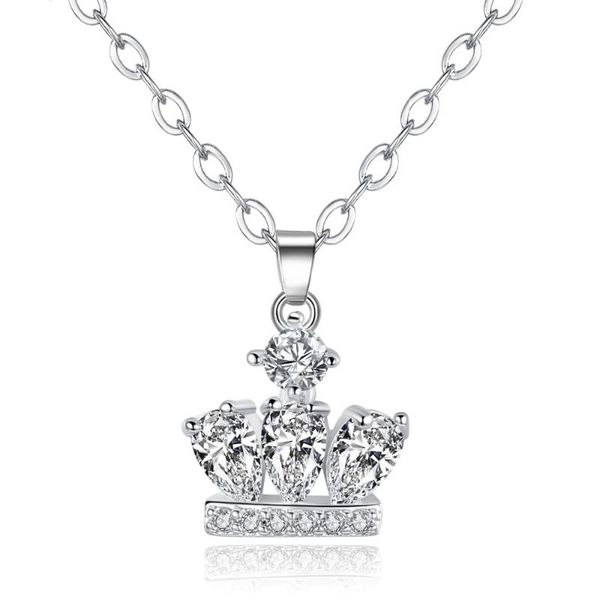 

pendant necklaces rose gold jewelry sorcerkeeper crystal from swarovskis princess crown necklace selling personality end game woman, Silver