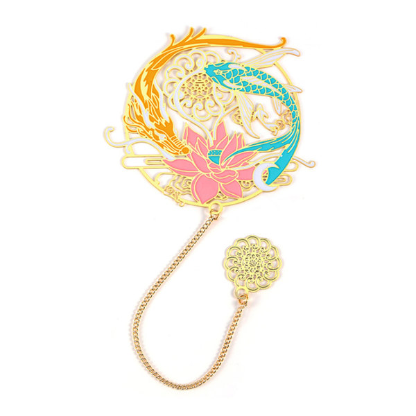 

bookmark kawaii arowana lotus cute brass flower pendant art exquisite book mark page folder office school supplies stationery
