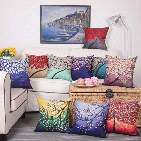 

cushion/decorative pillow 3d vintage cushions home decoration cover cushion floral plant print cotton linen case waist bags