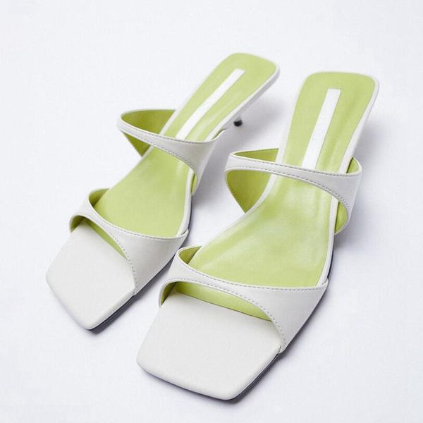 

brand design women slipper ladies elegant thin high heel sandal summer outdoor casual slides open toe flip flop shoes slippers, Black