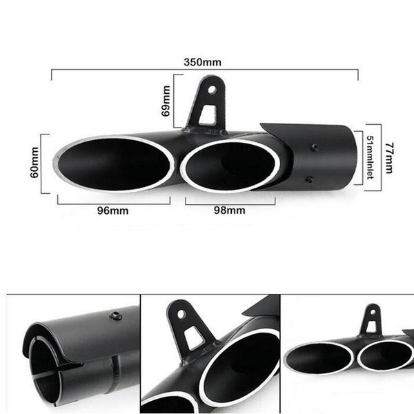 

motorcycle sports car modification dual outlet exhaust pipe escape moto for r6 zx6r 10r cbr1000 system