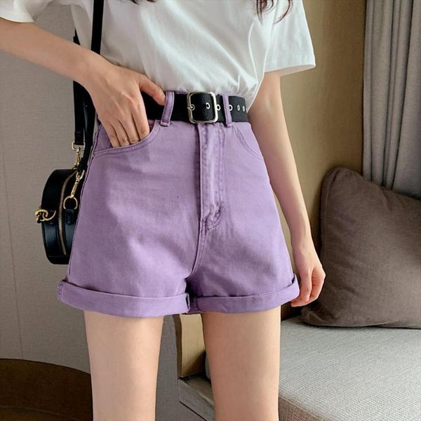 

all match sashes casual women shorts denim crimping high waist slim summer student feminino chic ladies bottom, White;black