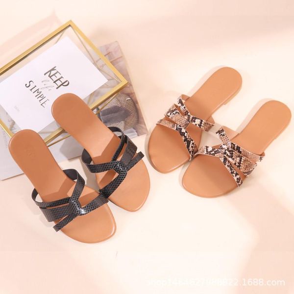 

slippers bathroom snake pattern open toe slip on woman outside beach shoes women sandals serpentine nonslip flat slides2021, Black