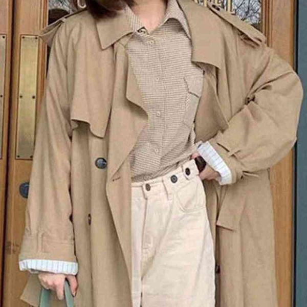 

Women's Trench Coats Drop Ladies Vintage Solid Double Breasted Women Long Female Loose Windbreaker Overcoats Autumn Winter 865x# BW7D, Tan;black