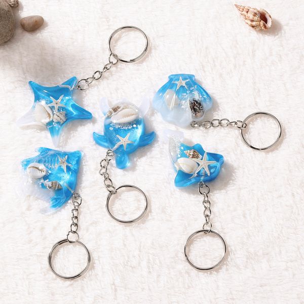 Estilo do oceano de verão multi tipos de animais do mar keychain glitter flatback resina pingente colares encantos para mulher