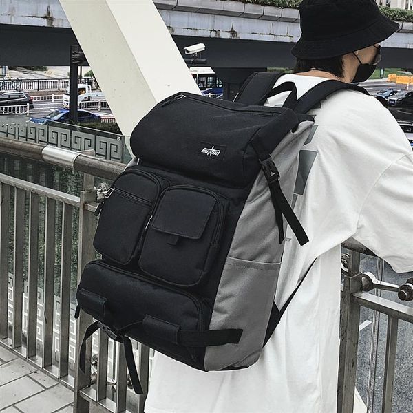 

backpack pb3593 hong kong style retro fashion brand flip japanese women large capacity 2021 men